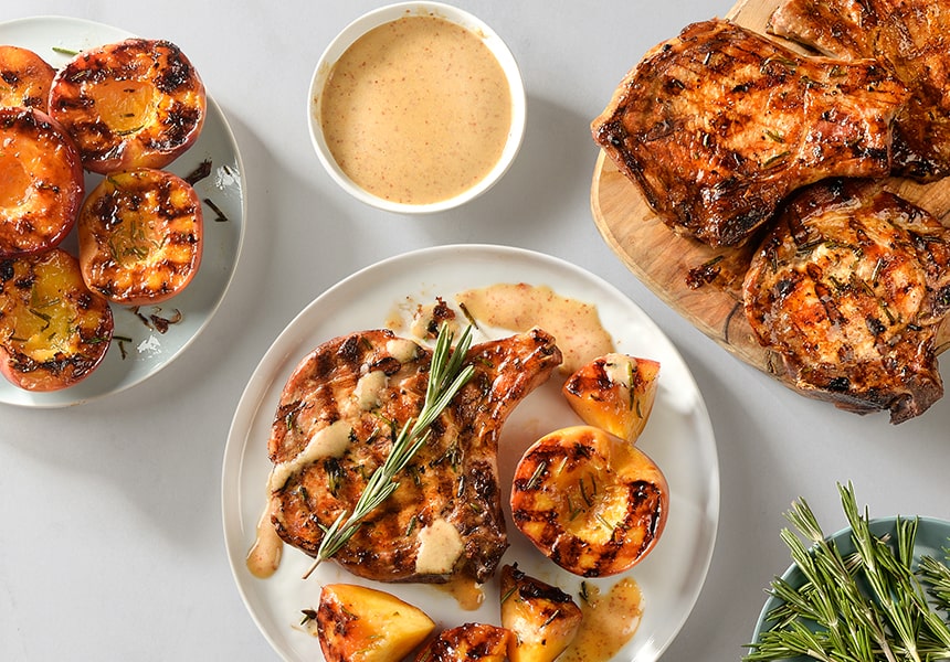 Bbq Pork Chops With Grilled Peaches Safeway