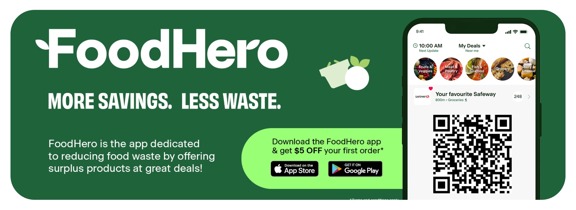 FoodHero - More Savings. Less Waste. FoodHero is the app dedicated to reducing food waste by offering surplus products at great deals!